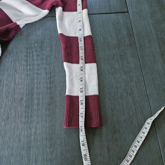 Vtg Y2K Abercrombie & Fitch Striped Knit Long Cardigan Maroon White Size Small - Picture 10 of 10